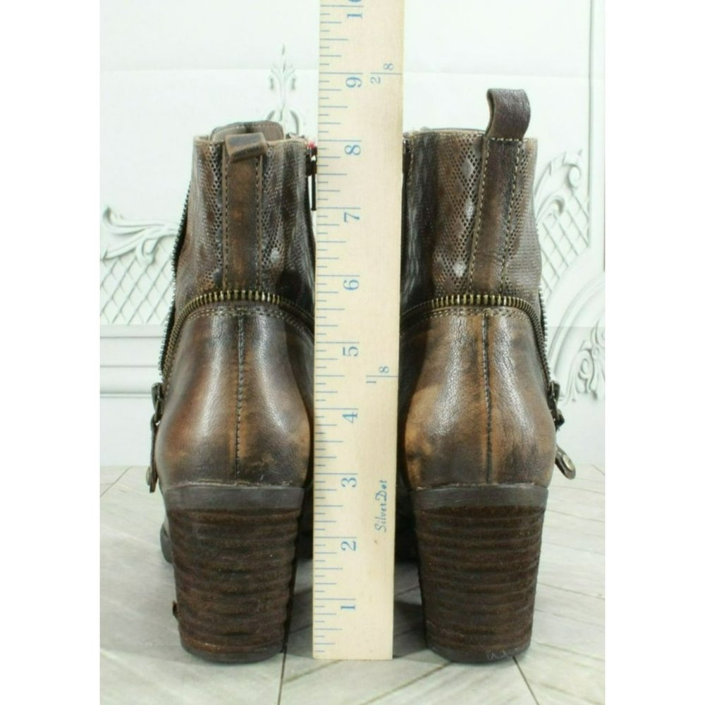 Earth Missoula Brown Leather Lace Up Side Zip Ankle Heeled Booties 8.5 B - Picture 6 of 9